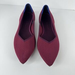 Rothy's US Size 8.5 Point Cabernet Burgundy Herringbone Knit Ballet Flat